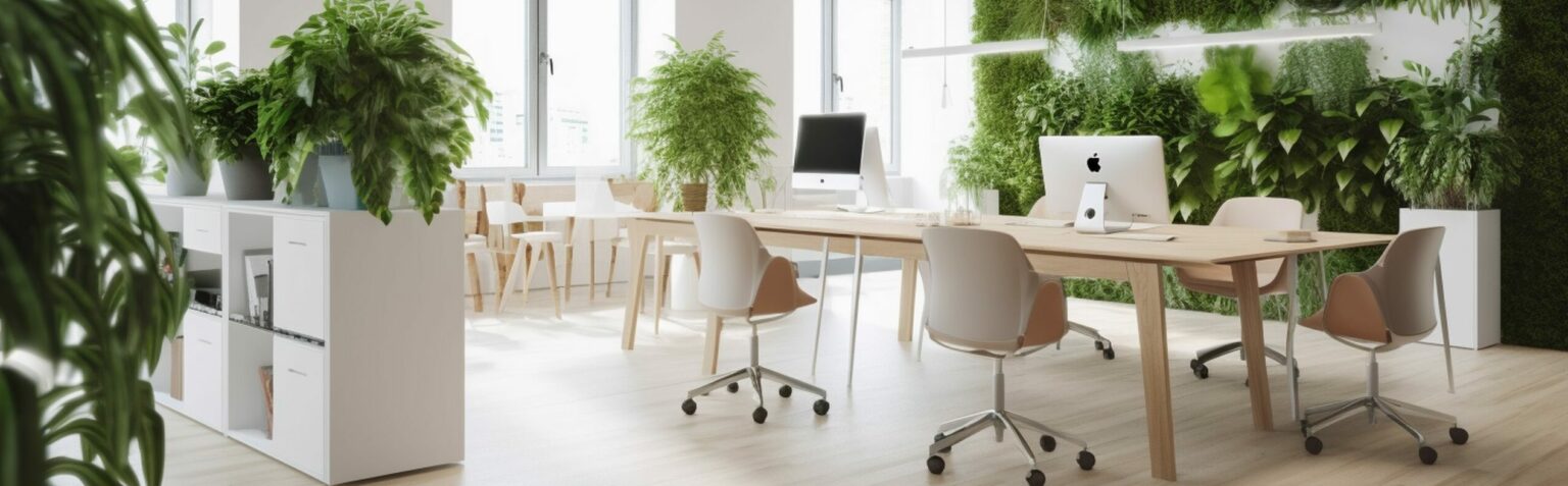 bureau avec beaucoup de plantes